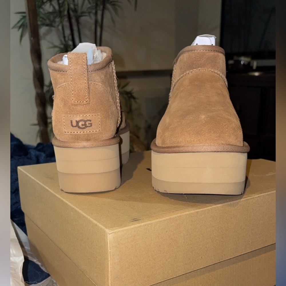 UGG Women's Brown Platform Ankle Booties